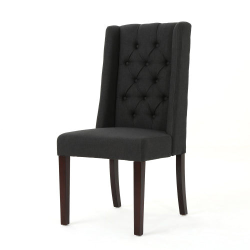 Dining Chair Charcoal Wood Fabric