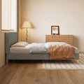 Queen Size Bed, Cotton Linen Fabric, Simple Style, Stable Structure, Easy To Install, Dark Gray Queen Dark Gray Mdf Acacia