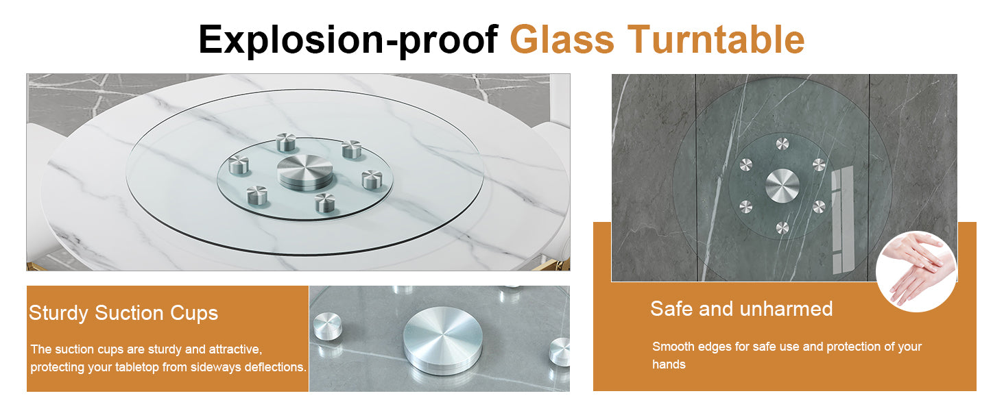 Double Layer Rotatable Round Glass.The Rotatable Design Makes It More Convenient To Retrieve And Place Items.The Upper Glass Has A Diameter Of 30.3 Inches, While The Lower Glass15 Inches. Transparent Glass