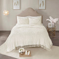 Tufted Cotton Chenille Medallion Fringe Coverlet Mini Set Off White Twin Twin Xl Twin Off White Cotton