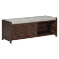 Distressed Shutter Storage Bench With Acacia Veneer For Retro Charm For Living Room, Entryway Espresso Espresso Mdf