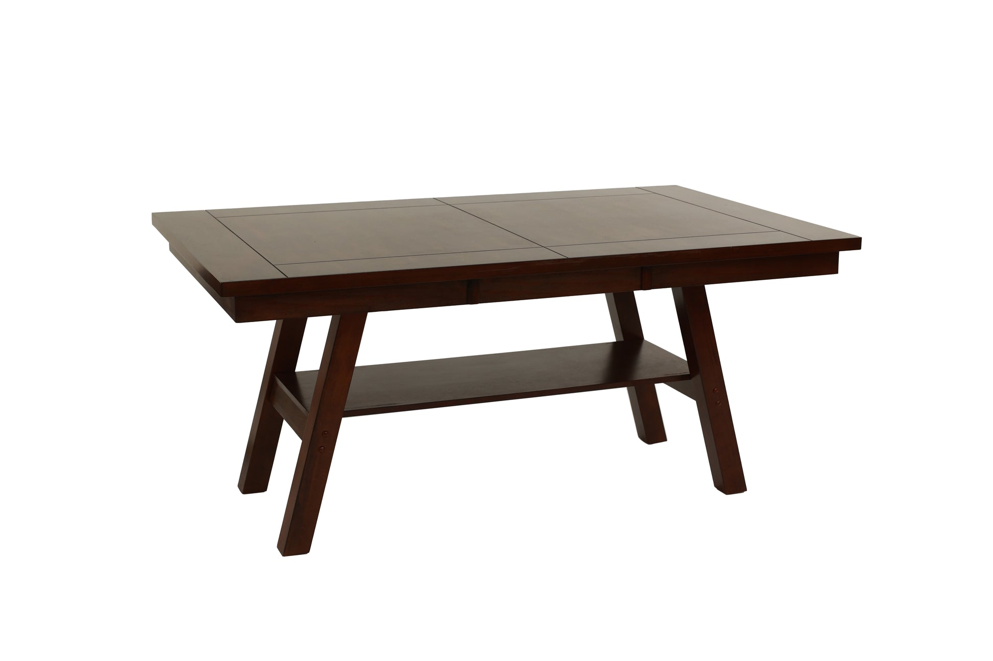 Dining Table Rectangle Dining Table W Shelve 1Pc Table Only Rubber Wood Dark Walnut Finish Dining Room Furniture Walnut Dining Room Contemporary,Modern,Transitional Rubberwood Kitchen & Dining Tables Rectangular Rubber Wood