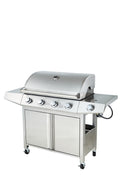 Propane Grill 4 Burner Barbecue Grill Stainless Steel Gas Grill Silver Garden & Outdoor Stainless Steel