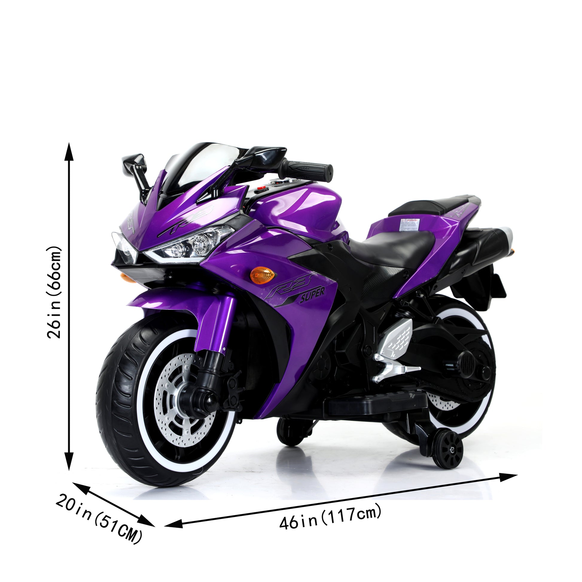 Tamco Kids Motorcycle 12V Motorcycle For Kids 3 4 5 6 Years Boys Girls 12V7Ah Kids Motorcycle Ride On Toy With Training Wheels Manual Throttle Drive By Hand Lightting Wheels Purple 50 99 Lbs Plastic Indoor & Outdoor Use