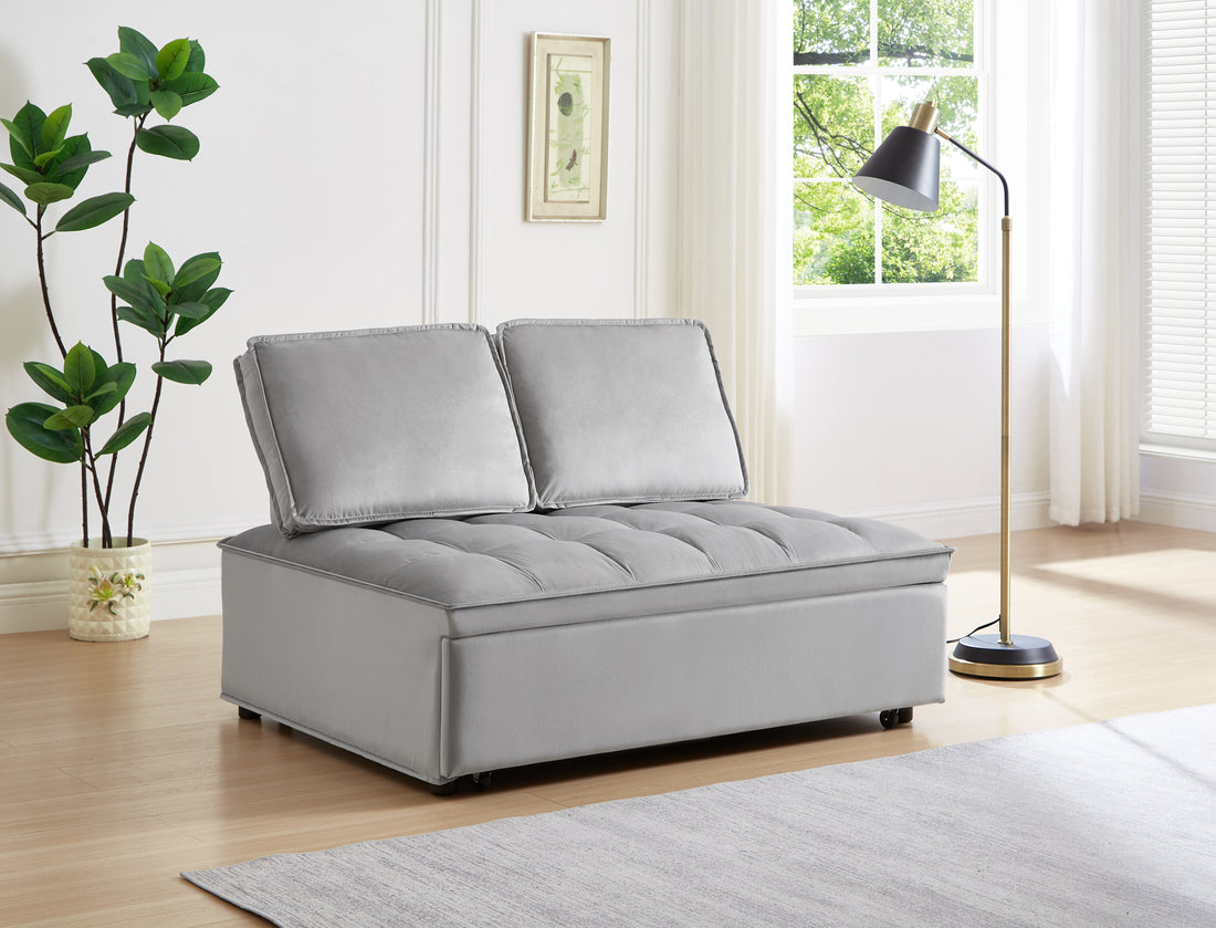 Convertible Sleeping Sofa Bed, Modern Velvet Fabric Double Seat Sofa Bed, Sleeping Sofa Bed With 2 Backs And Detachable Backs, Backs, Suitable For Living Room Bedroom,Grey Grey Velvet Foam Velvet 2