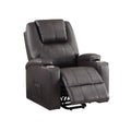 Brown 2 Cup Holder Power Lift Recliner Brown Faux Leather Power Remote Metal Primary Living Space Tight Back Push Button Pillow Top Arms Faux Leather