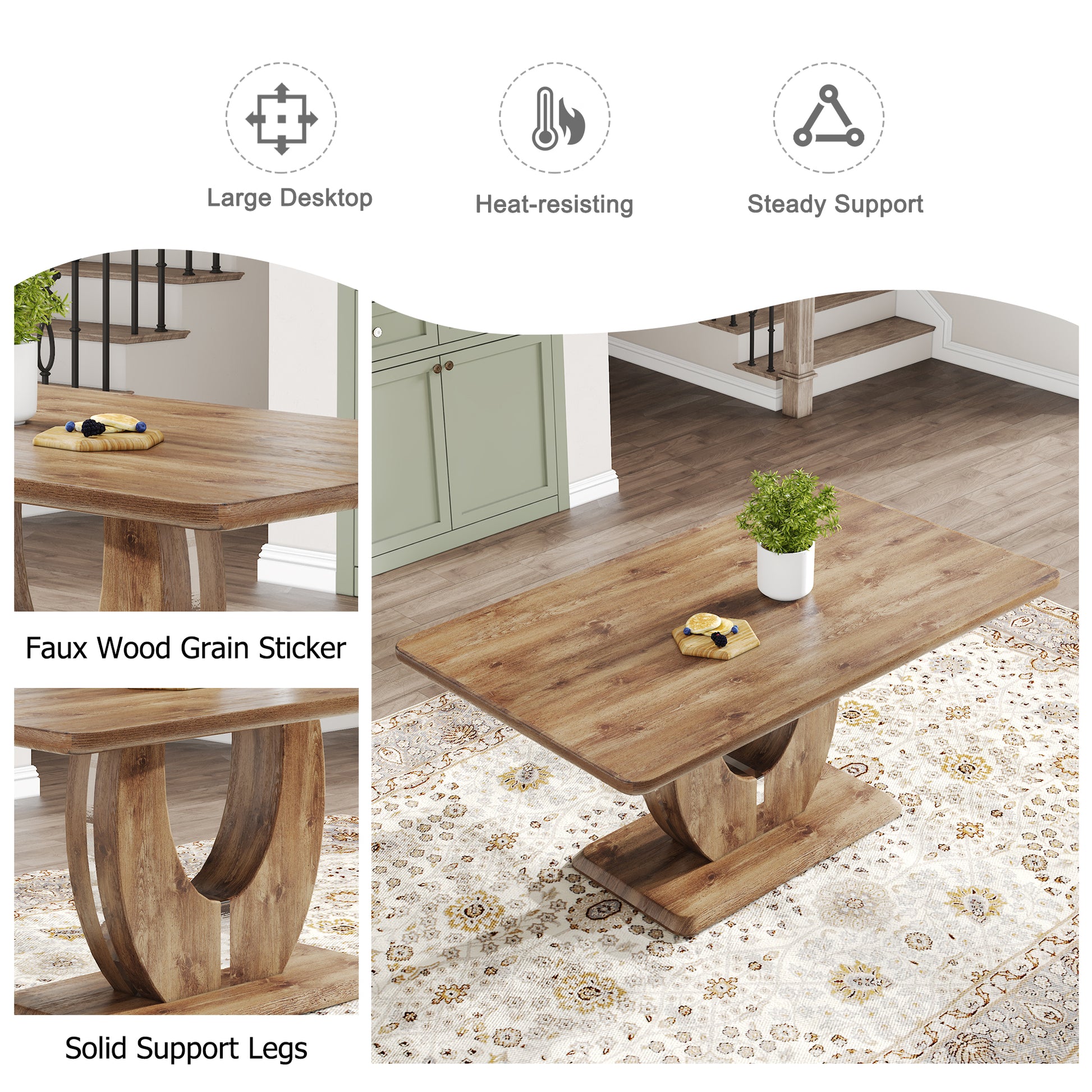 Table And Chair Set.Mdf Rectangular Dining Table, 6 Modern Medieval Style Restaurant Cushioned Side Chairs With With Soft Cushions And Black Metal Legs.Suitable For Restaurants, Living Rooms, Kitchen. Brown Seats 6 Mdf Metal