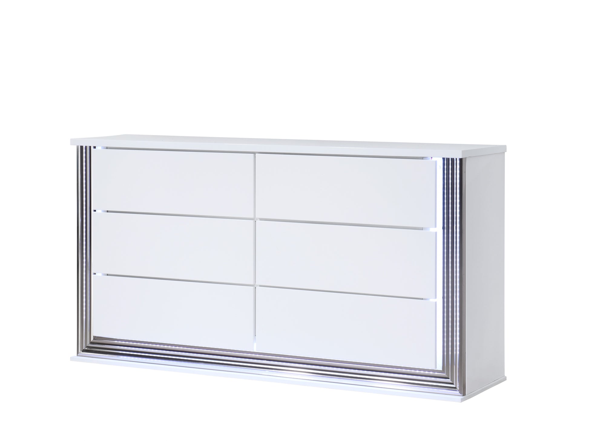 Moon Smooth White Dresser With Led White Solid Wood Mdf