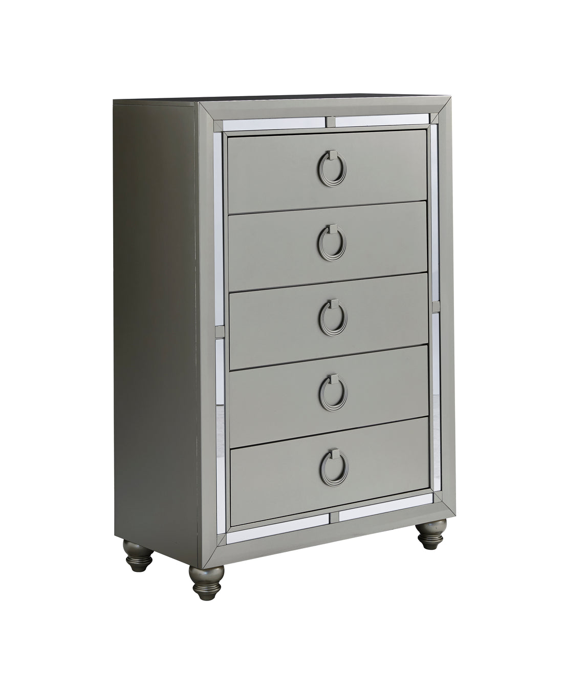 Chloe Gemstone Silver Chest Silver Grey Solid Wood Mdf