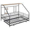 Full Size Metal House Bed With Trundle, Black Full Black Metal