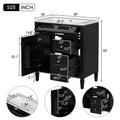 30'' Bathroom Vanity With Top Sink, Modern Bathroom Storage Cabinet With 2 Drawers And A Tip Out Drawer, Single Sink Bathroom Vanity Black Bathroom Solid Wood Mdf