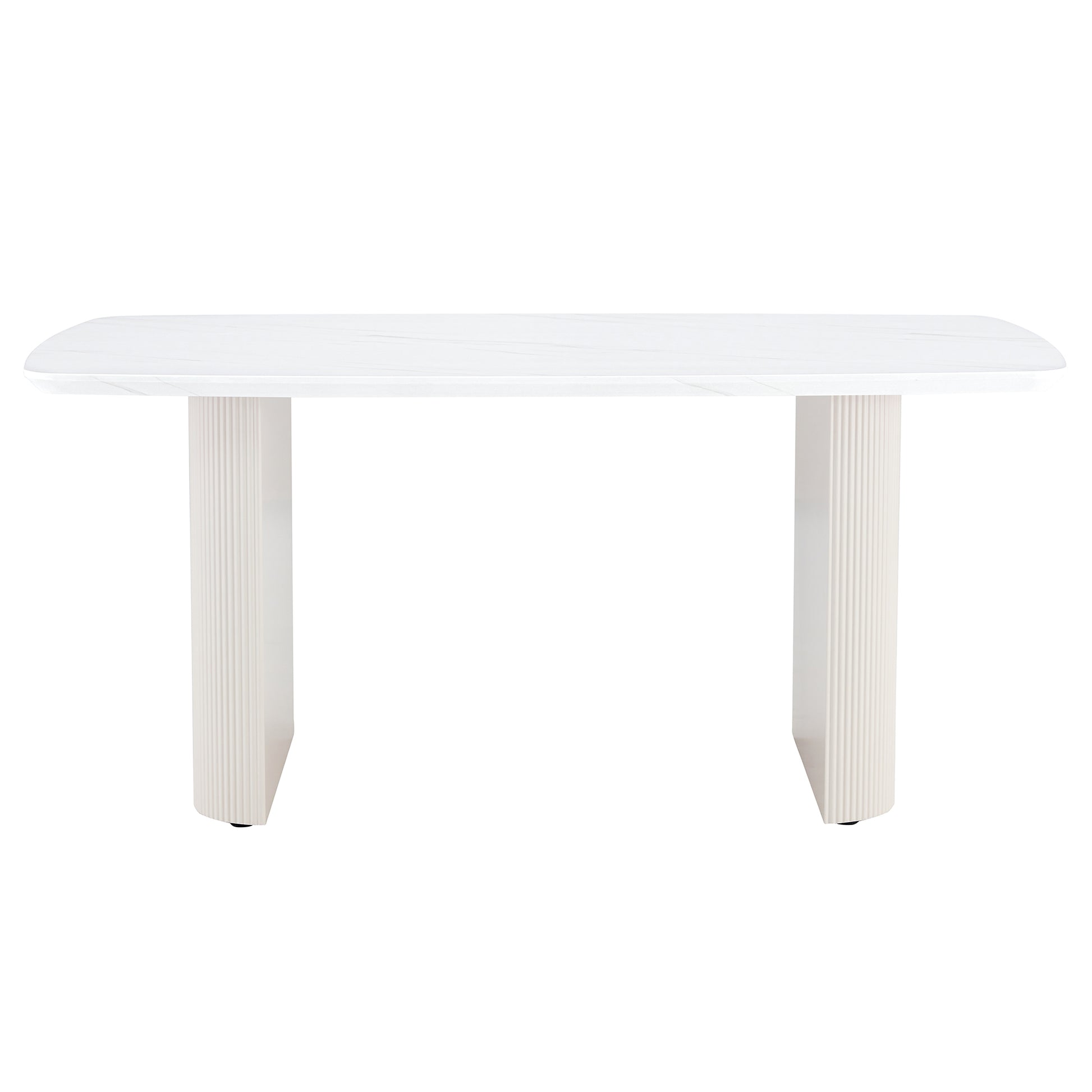 Cream Style Mdf White Dining Table.It Is A Furniture With A Warm And Soft Appearance, Suitable For Creating A Comfortable And Friendly Dining Environment, Suitable For Kitchens, Dining Rooms,Etc. White Mdf