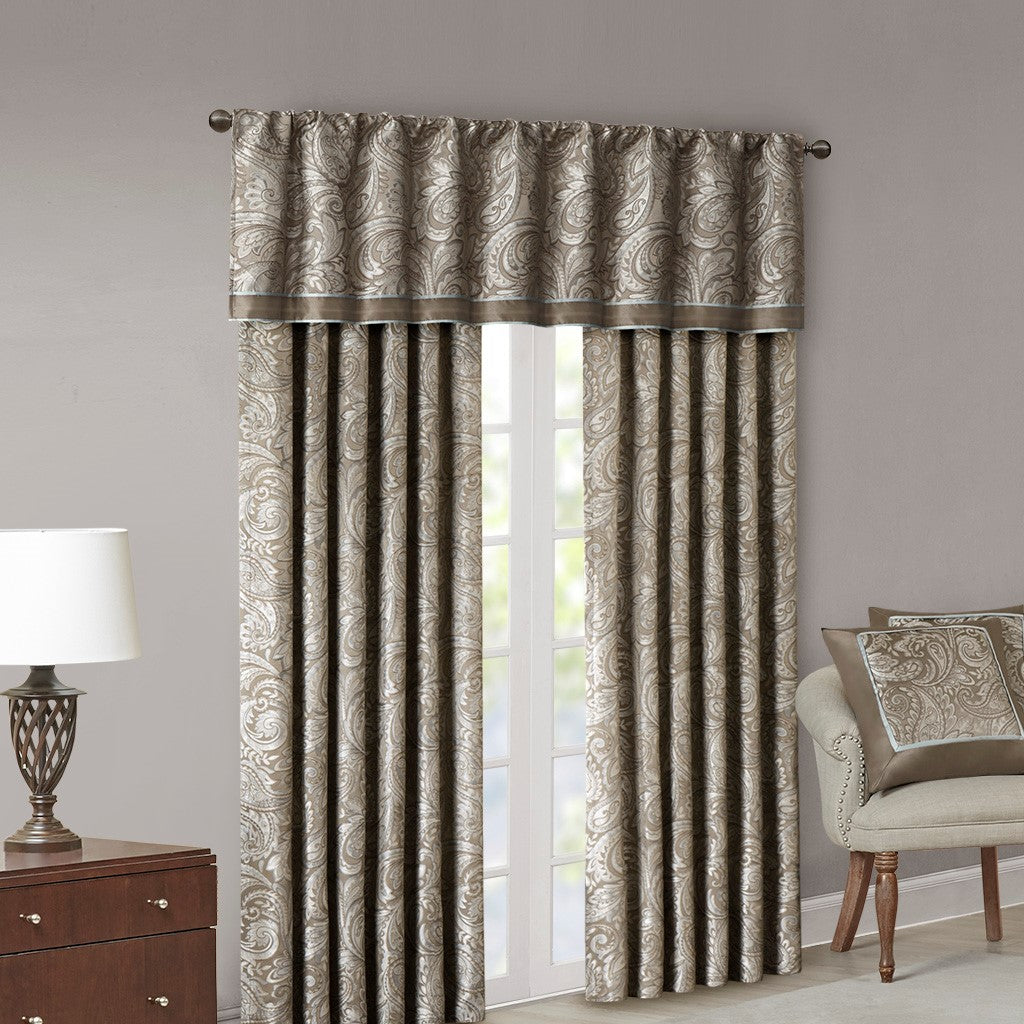 Jacquard Window Valance Blue Brown 50X18" Blue Brown Polyester