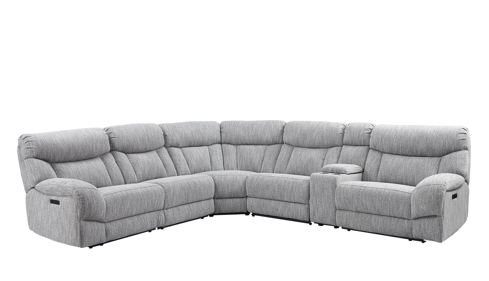 Park City 6 Piece Sectional Pearl Silver Silver White Polyester L Shaped Fabric 6 Seat