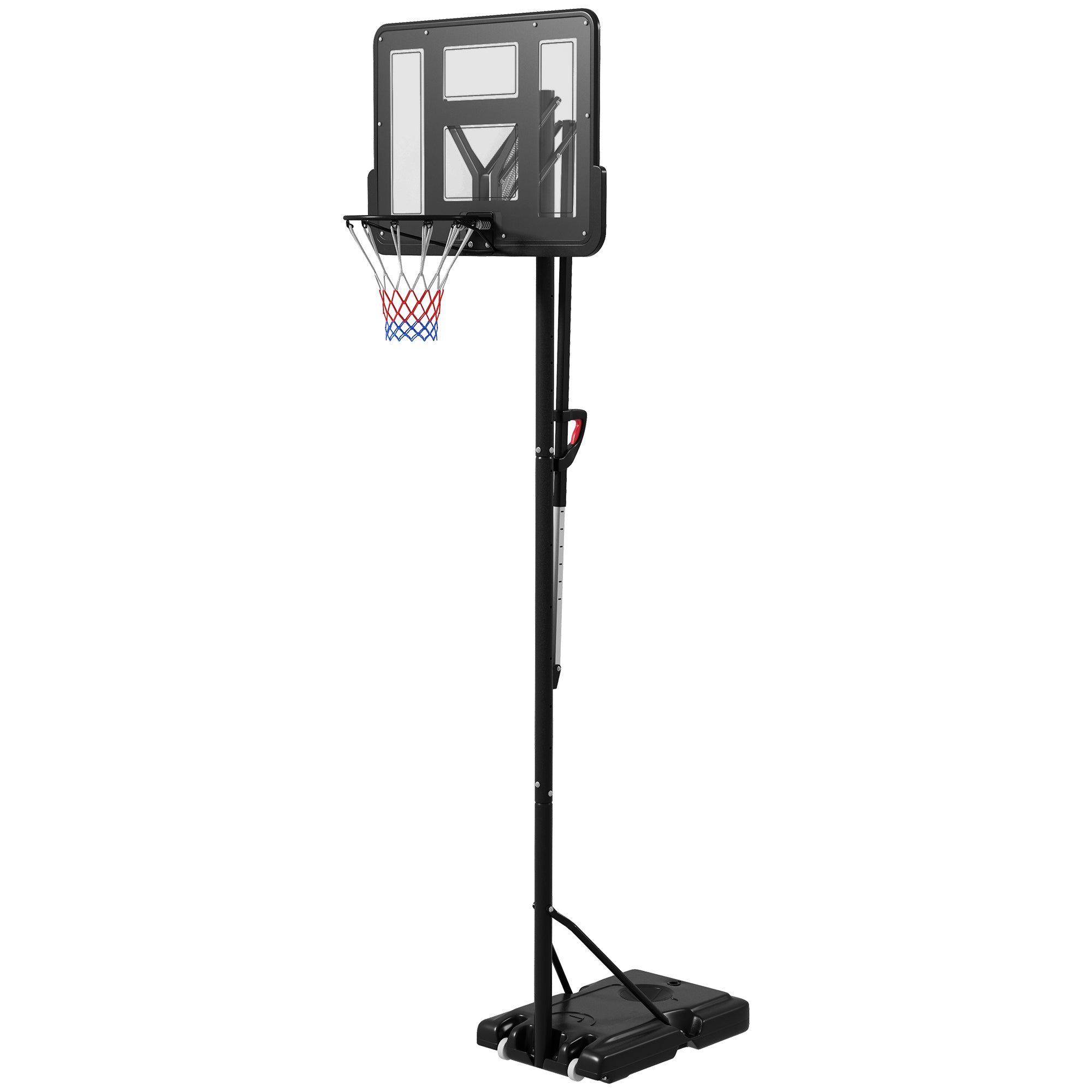 Soozier Portable Basketball Hoop, 7.7 10' Height Adjustable Basketball Goal With 43" Shatterproof Backboard, Wheels, And Fillable Base For Teenagers, Youth, Adults Black Steel