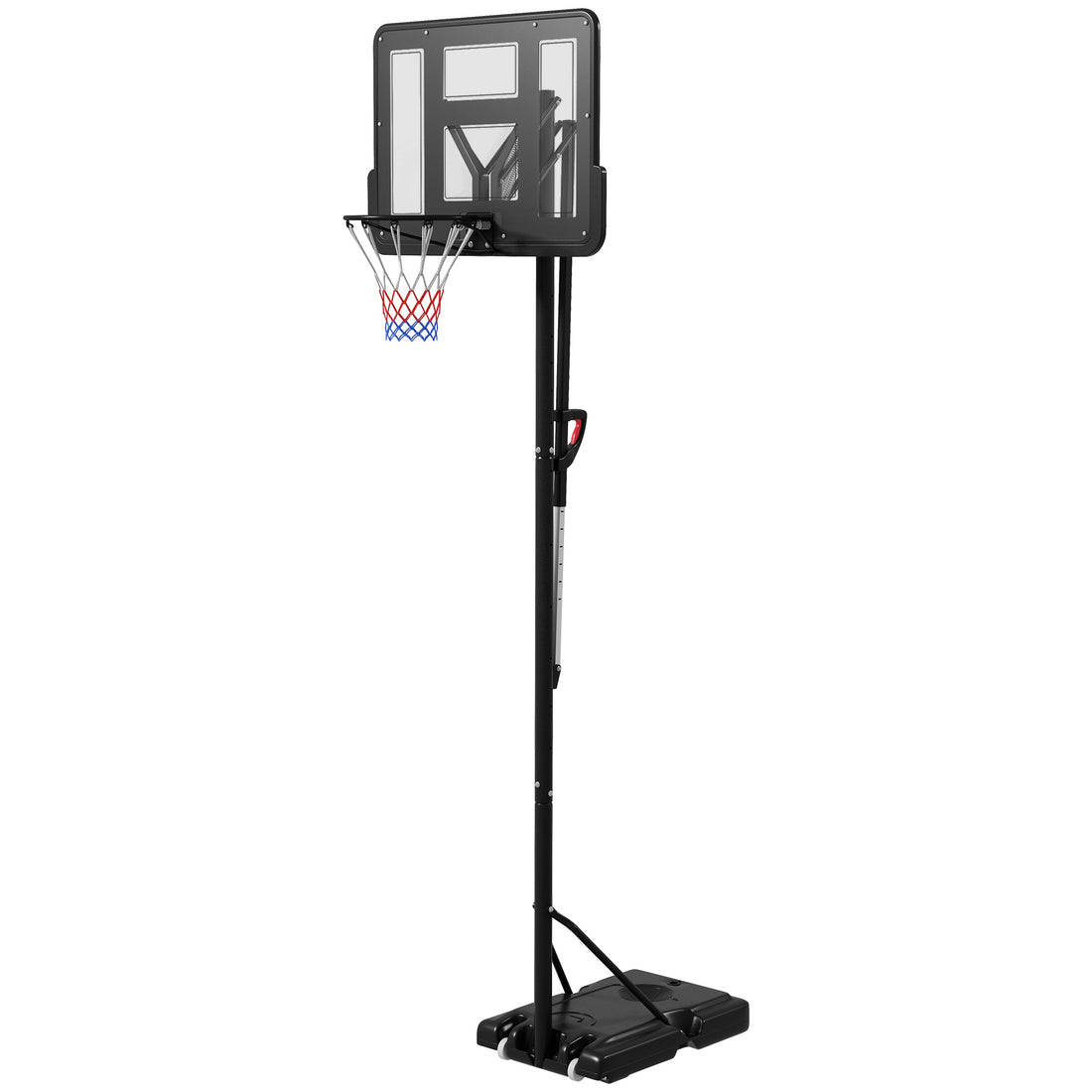 Soozier Portable Basketball Hoop, 7.7 10' Height Adjustable Basketball Goal With 43" Shatterproof Backboard, Wheels, And Fillable Base For Teenagers, Youth, Adults Black Steel