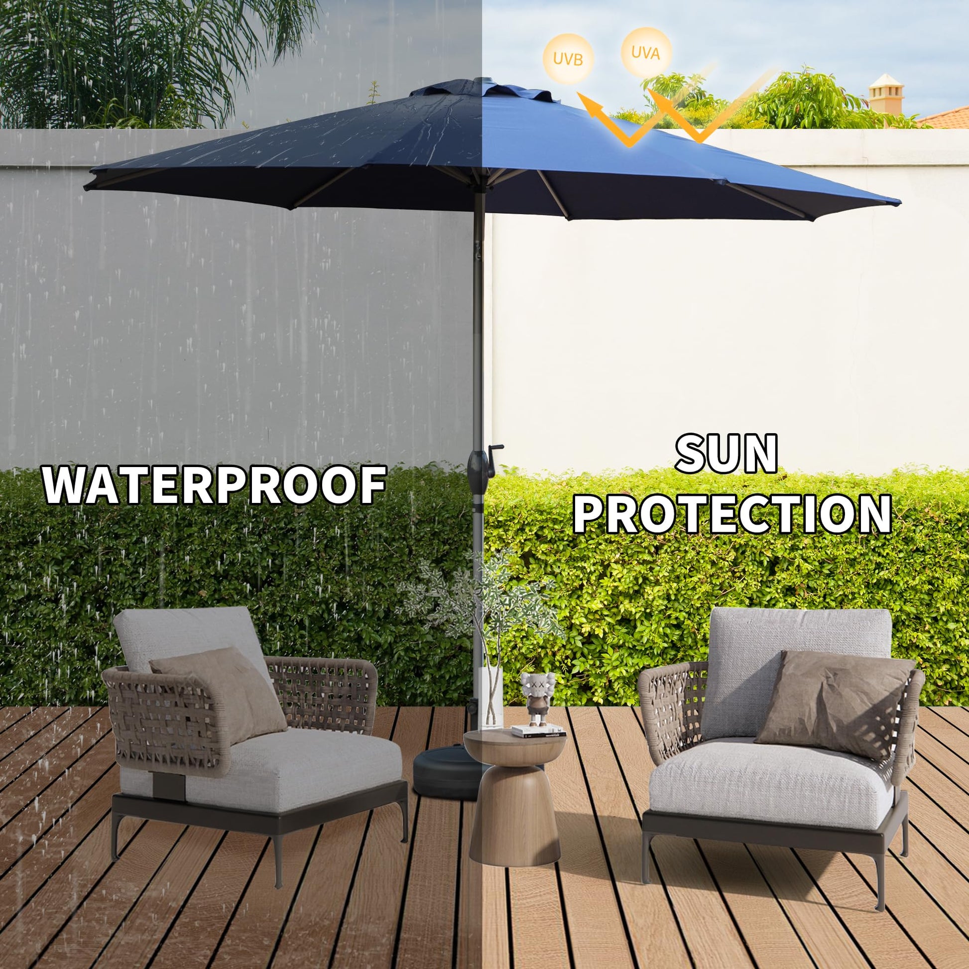 10Ft Patio Umbrella, Outdoor Table Umbrella With Push Button Tilt And Crank, Uv Protection Waterproof Market Sun Umbrella With 8 Sturdy Ribs For 10Ft Patio Umbrella, Outdoor Table Umbrella With Push Button Tilt And Crank, Uv Protection Waterproof Market Sun Umbrella With 8 Sturdy Ribs For