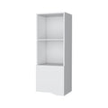 Pima Wall Cabinet In Melamine With One Door, White Wall Mounted 3 4 Shelves White Open Storage Space Modern Particle Board Melamine