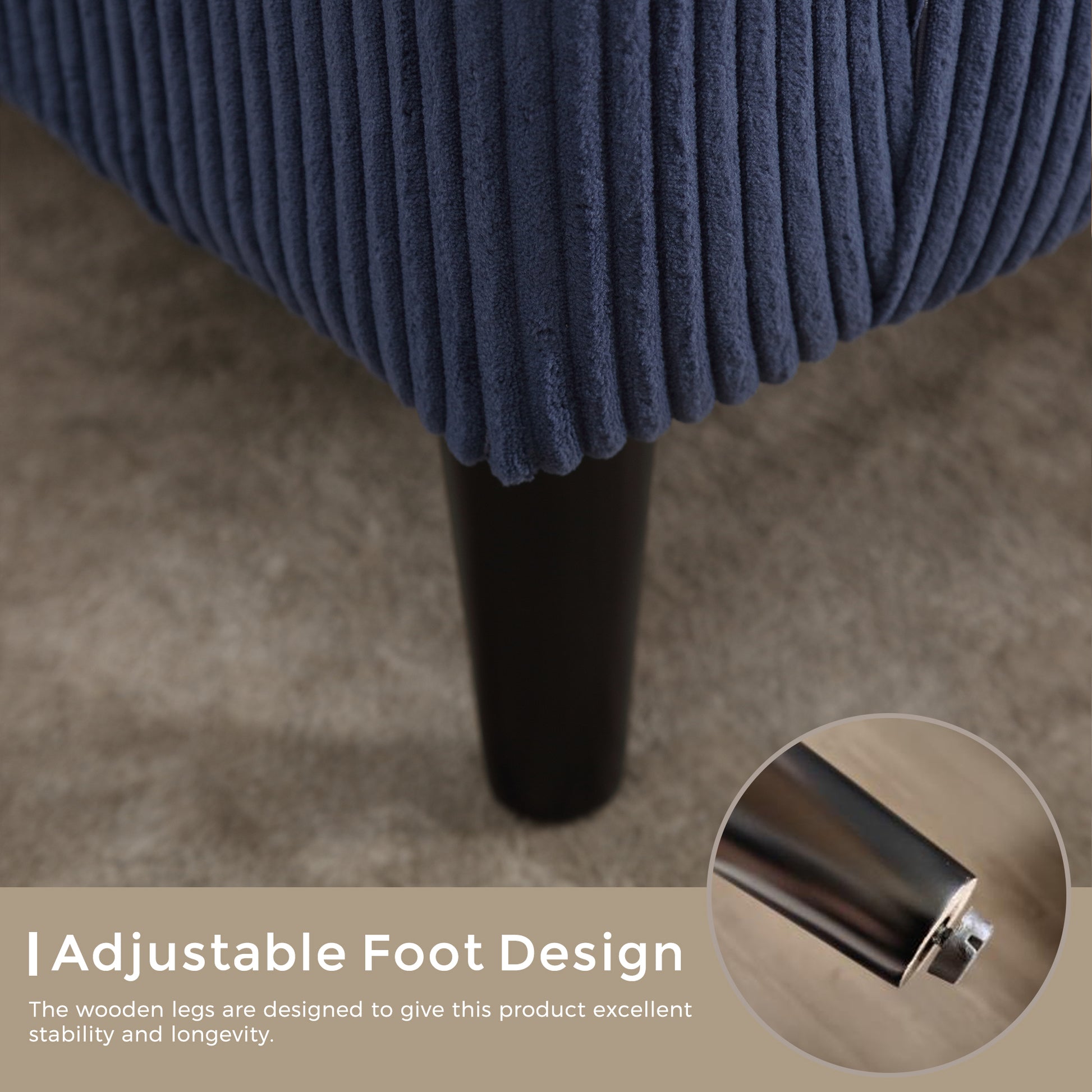 Coolmore Living Room Accent Barrel Chair, Century Modern Style Decorative Chair, Armchair For Living Room With Thick Cushions And Pillows, Comfy Single Sofa Chair, Chair With Wooden Legs,Blue Blue Corduroy