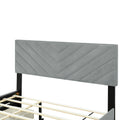 Queen Size Upholstered Platform Bed With Twill Headboard, Pullout Bed And Two Drawers, Flannel,Gray Queen Gray Mdf Lvl