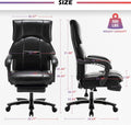 500Lbs Big And Tall Office Chair Wide Seat For Heavy People With Quiet Wheels Heavy Duty Metal Base High Back Larger Size Pu Leather Executive Office Chair With Footrest Back Reclining Alloy Steel Black Foam Faux Leather