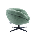 Comfy Chenille Upholstered 360 Swivel Club Chair Accent Chair With Removable Cushion, Round Office Chair With Black Metal Base, Cotton Material, Living Room, Bedroom, Reading Corner, Office Green