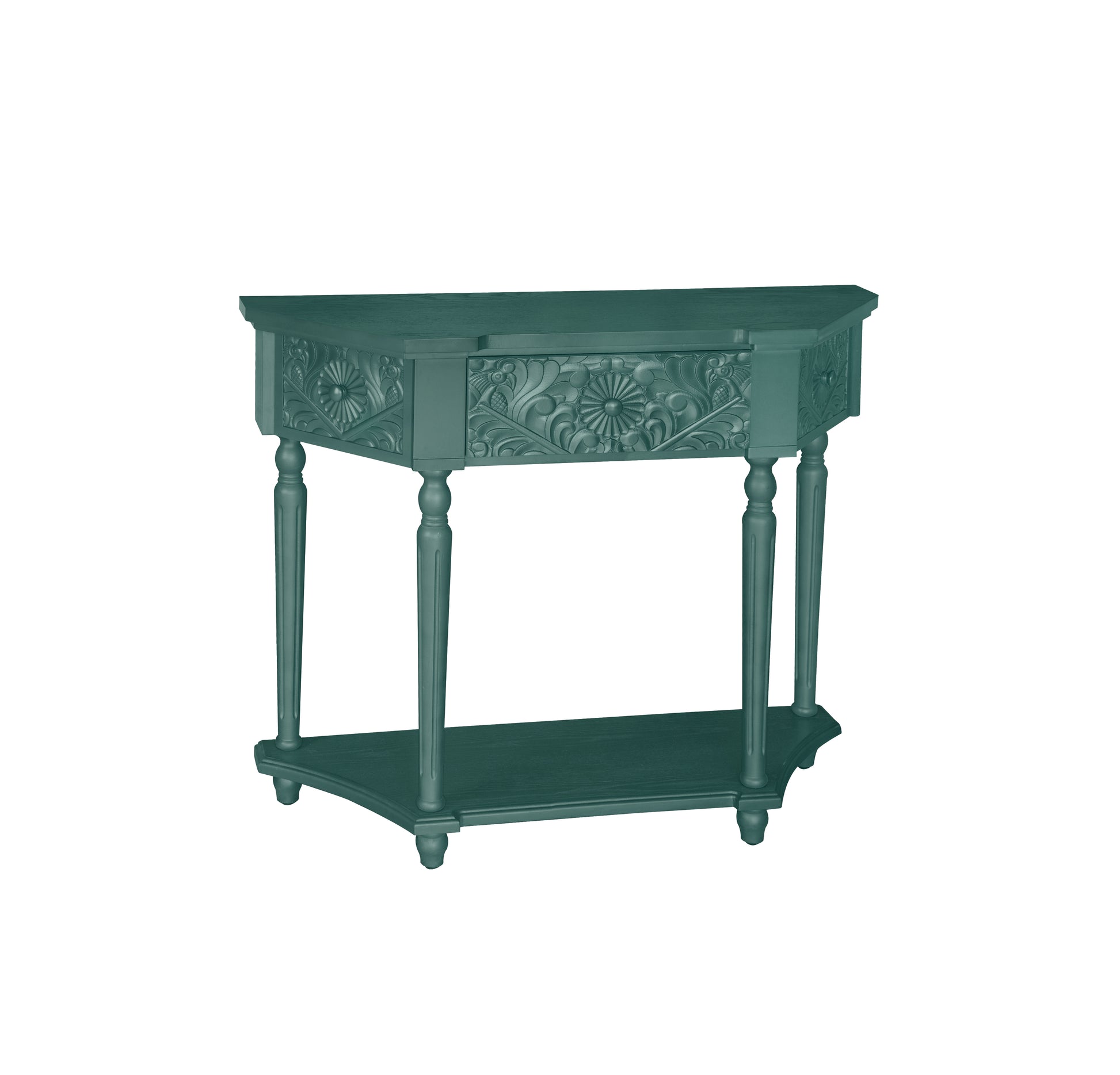 1 Drawer End Table,Side Table,Elegant Carved 1 Drawer End Table For Living Room Bed Room Study Entryway Dark Green American Design Mdf