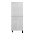 Tall Storage Show Cabinet With 2 Glass Display Door & 2 Doors, Tall Kitchen Pantry Cabinet With Gold Handles, Modern Cabinet Freestanding For Bathroom, Dining Living Room, White White Mdf