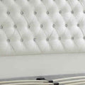 Grandiose Queen Size Bed With Large Tufted Headboard White Queen White Wood Fabric