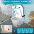 Smart Toilet With Bidet Built In, Auto Open & Close, Elongated Heated Seat, Foot Sensor Flush, Led Display, Warm Water Wash, Dryer, Night Light White Ceramic