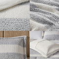 Sherpa Comforter Set Twin Grey Ivory Polyester