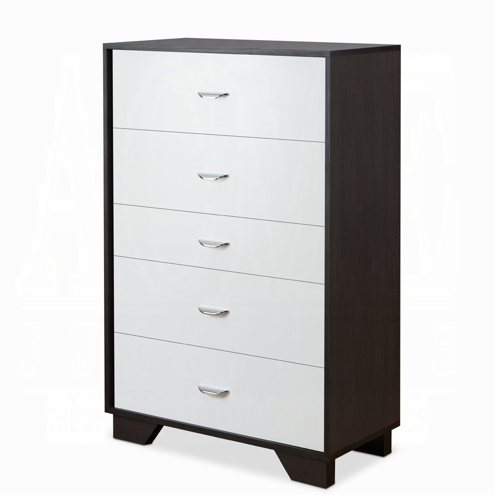 White And Espresso 5 Drawer Chest Espresso White Bedroom Contemporary Particle Board Mdf