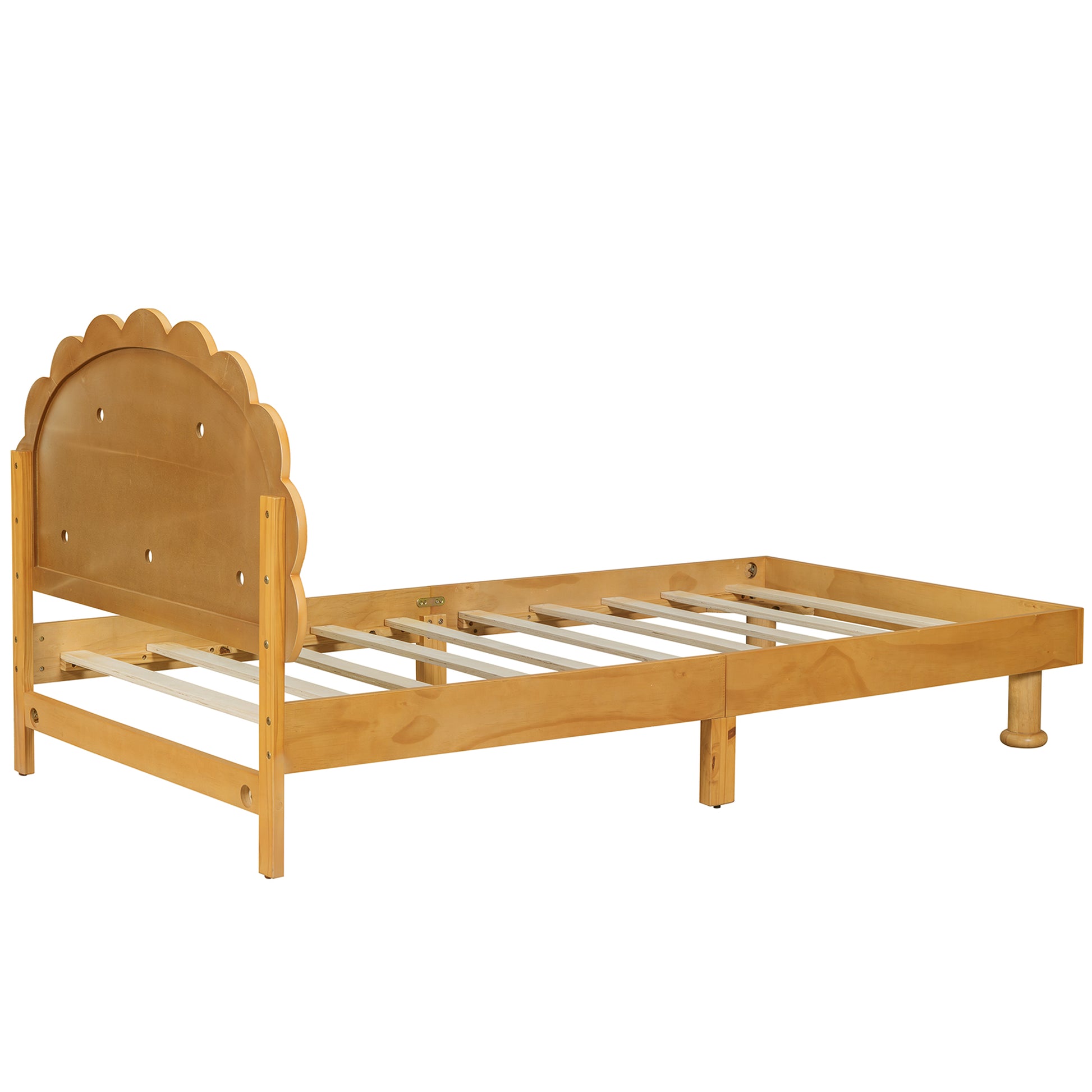 Kids Cookie Shaped Bed Frame For Boys & Girls,Twin Size Platform Bed, Walnut Box Spring Not Required Twin Walnut Wood Bedroom Contemporary,Cute,Modern Bed Frame Wood