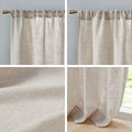 Linen Blend Light Filtering Curtain Panel Pair 2 Pcs Window Panels Natural Polyester