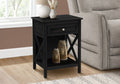 Accent Table, End, Side Table, 2 Tier, Bedroom, Nightstand, Lamp, Storage Drawer, Black Veneer, Transitional Black Mdf