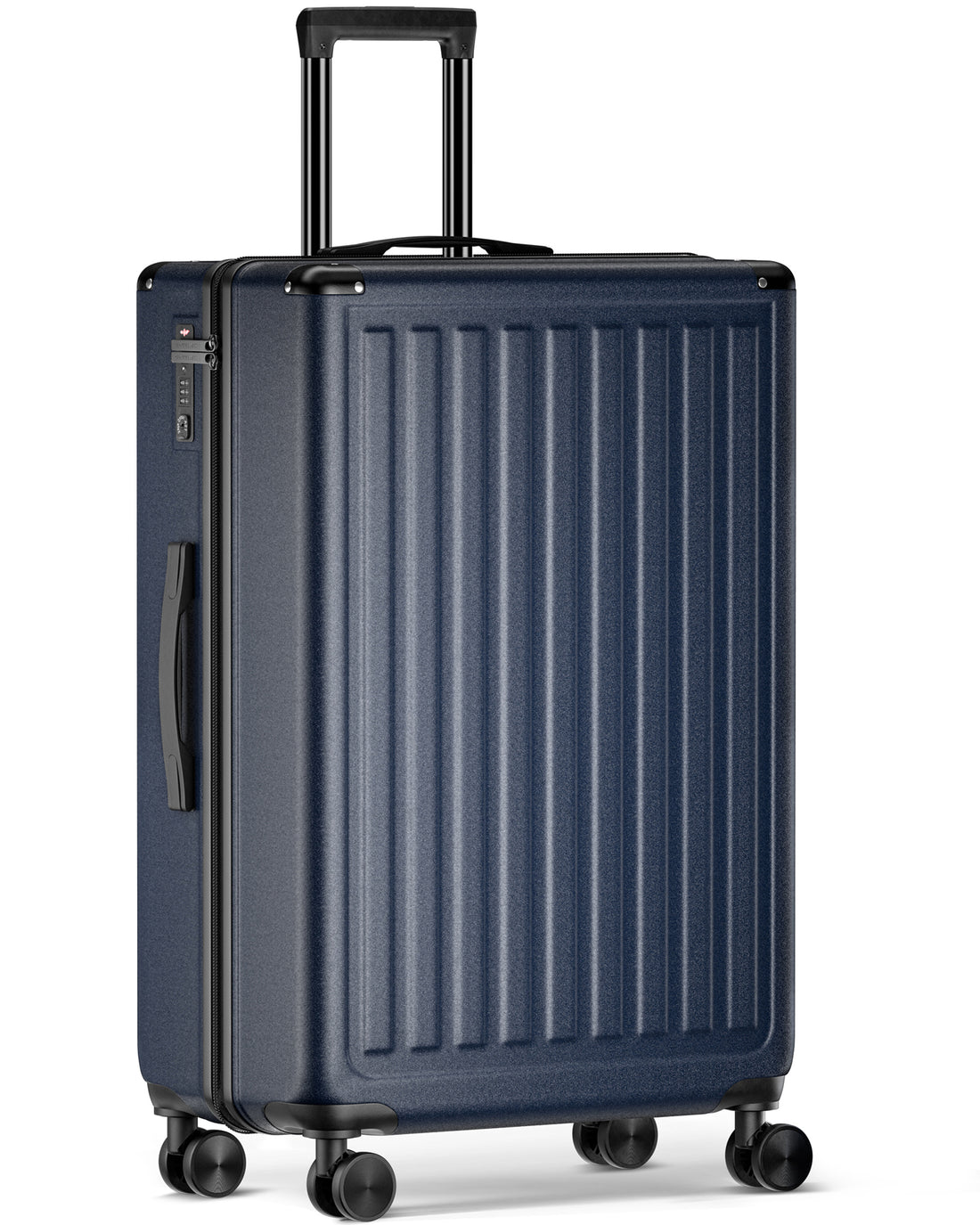 28 Inch Checked Travel Luggage With Tsa Lock&Spinner Wheels, Abs Pc Hardside Lightweight Suitcase Blue Abs Pc