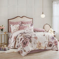 8 Piece Cotton Printed Comforter Set Blush Queen Queen Blush Polyester