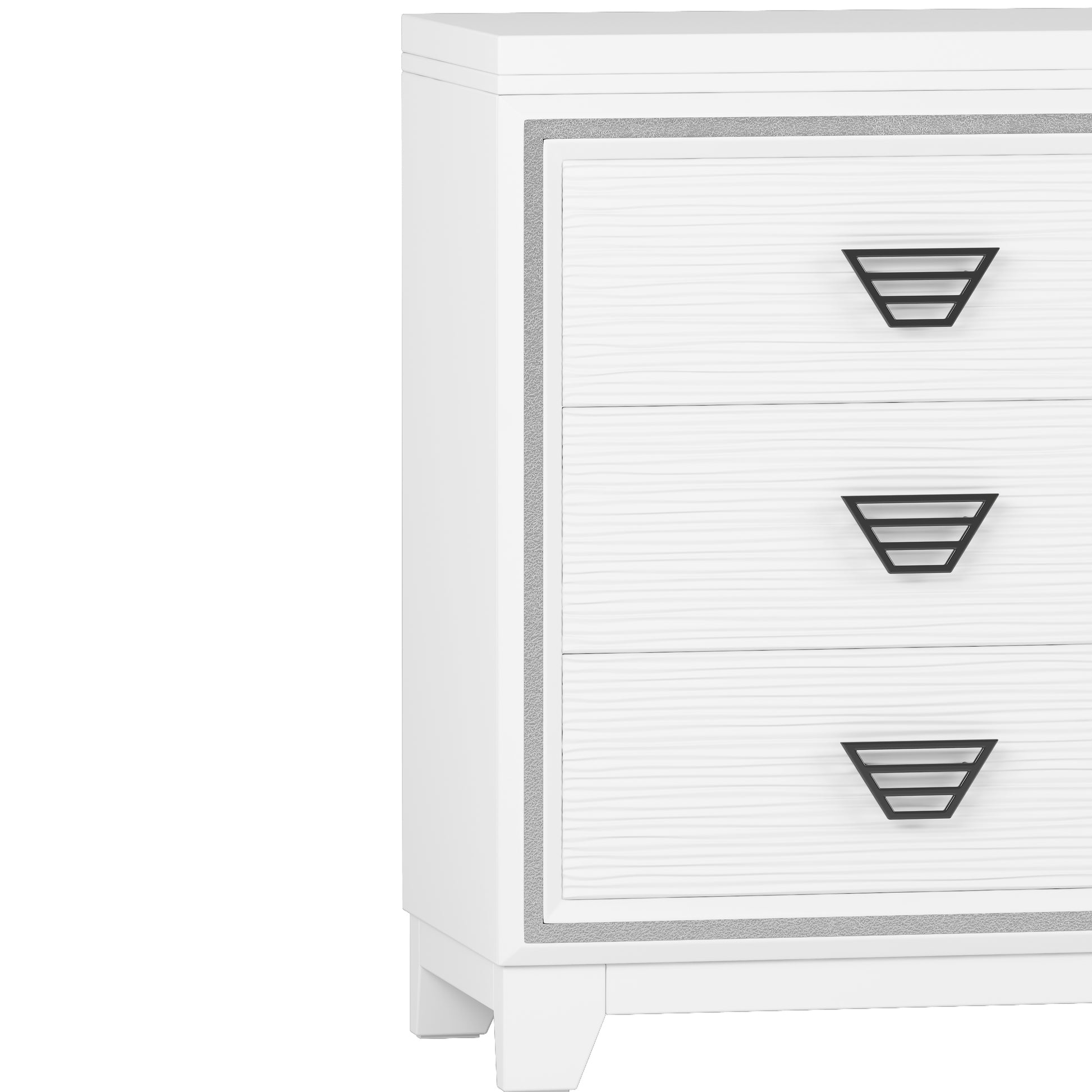 Elegant Dresser With Metal Handle And Sparkling Shiny Decoration, Storage Cabinet With 6 Drawers For Bedroom, Living Room, White White Mdf Metal