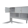 Full Size Wooden Loft Bed Big Storage With Under Bed Desk, With Drawers, With Shelves, Gray Full Gray Plywood