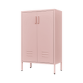 Pink Steel Double Door Cabinet With Handles, With Removable Dividers And Adjustable Height. Suitable For Living Room, Office, Bedroom, Study And Other Places. 3 4 Shelves Pink Metal