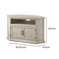 Rustic Style Wooden Corner Tv Stand With 2 Door Cabinet, White Antique White 50 59 Inches Solid Wood