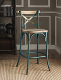 Antique Turquoise And Antique Oak Bar Stool With Cross Back Turquoise Dining Room Vintage Fir Cross Back Wood Metal