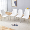 Set Of Four White Pu Comfort Dining Chairs 17.7