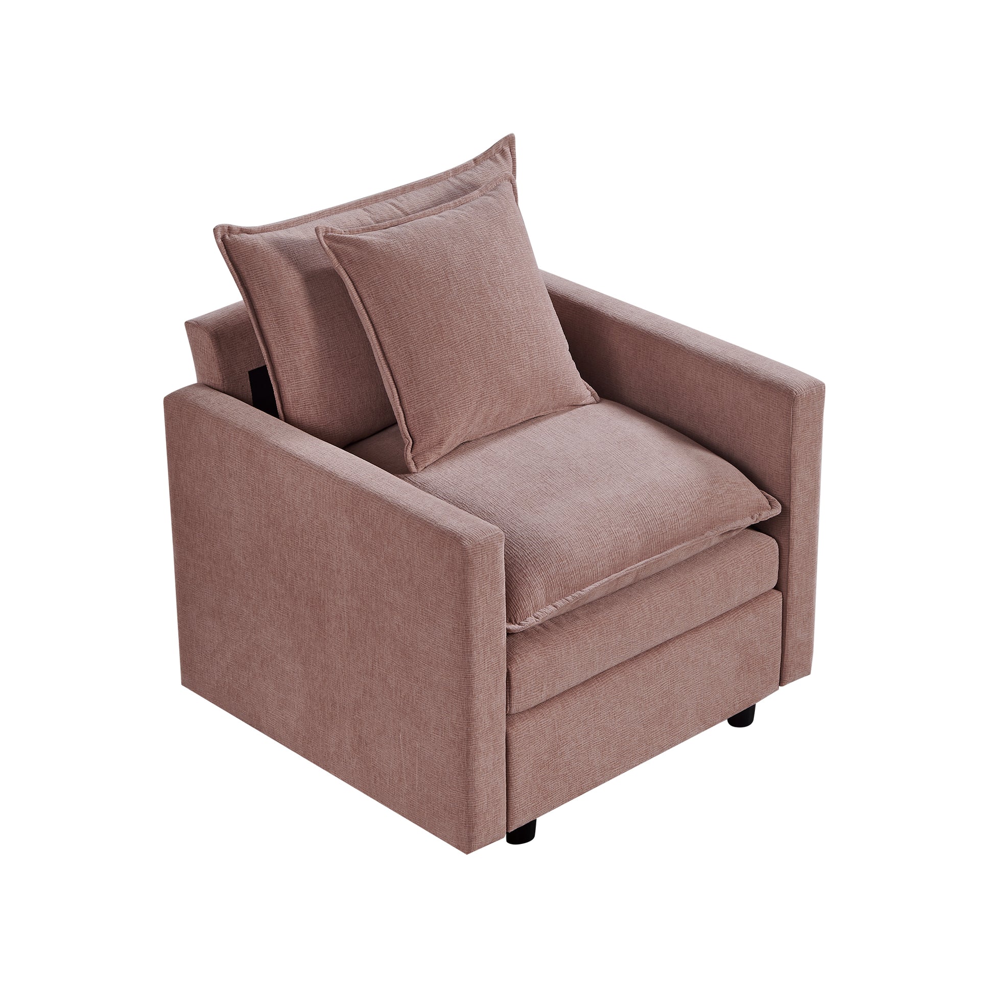Chenille Fabric Comfy Deep Single Seat Sofa Upholstered Reading Armchair Living Room Pink Wood Foam Chenille 1 Seat