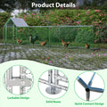 16X3Ft Metal Chicken Coop Run Backyard Hen House Poultry Habitat Cage W Cover Silver Metal