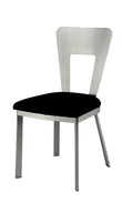 Contemporary Silver Metal 2Pc Dining Chairs Black Microfiber Seat Dining Room Keyhole Back Satin Plated Powder Coating Chair Metal Black,Silver Dining Room Powder Coated Contemporary,Modern Side Chair Set Of 2 Metal,Microfiber