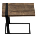 Accent Table, C Shaped, End, Side, Snack, Living Room, Bedroom, Brown Laminate, Black Metal, Contemporary, Modern Brown Mdf