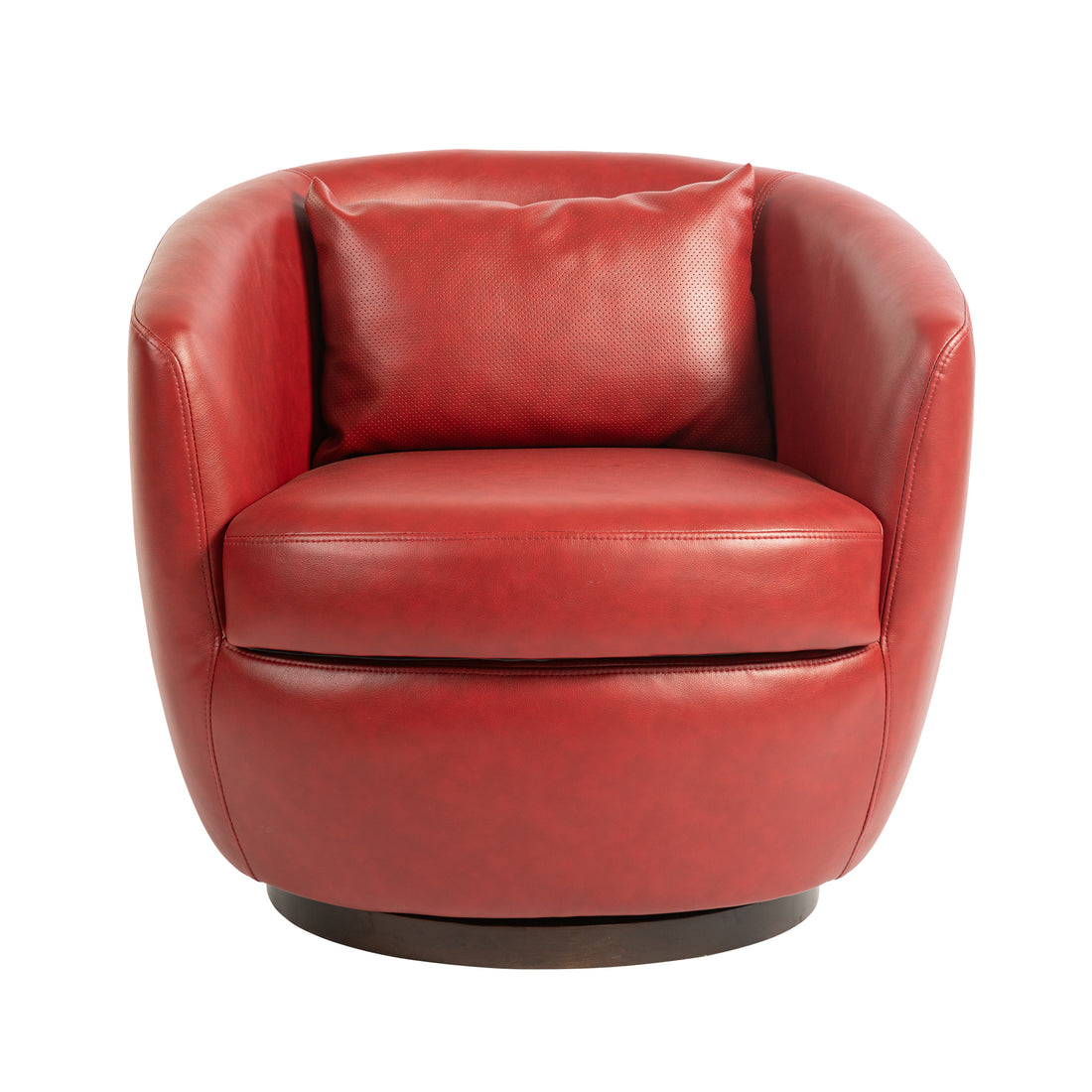 Upholstered Swivel Barrel Armchair With Storage Modern Living Room Side Chair For Bedroom Office Reading Spaces Pu Red Red Foam Upholstered