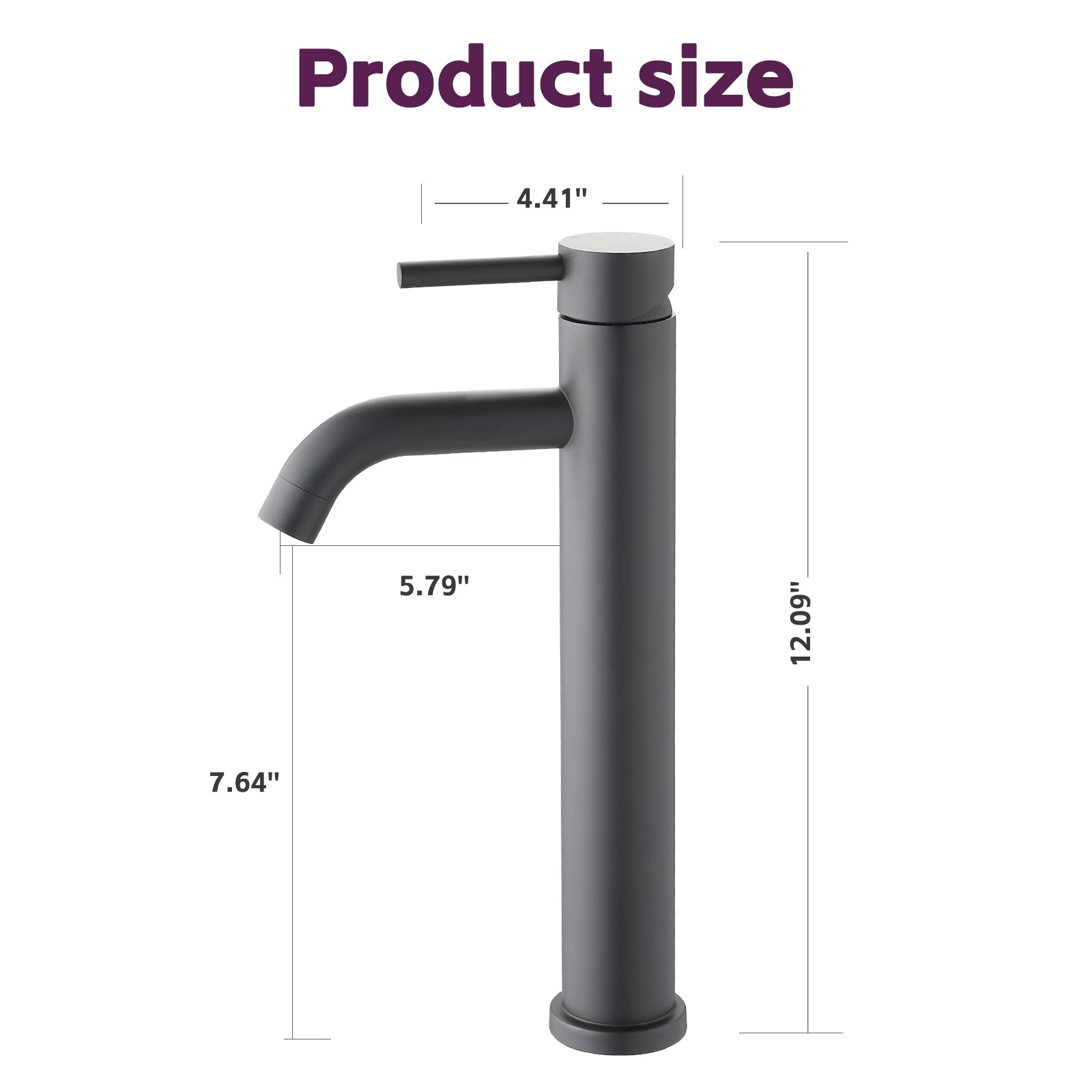 Bathroom Modern Tall Faucets Single Handle One Hole Lavatory Bathroom Sink Faucet Matte Black Cartridge Valve Bathroom 1 Hole Faucets Stainless Steel