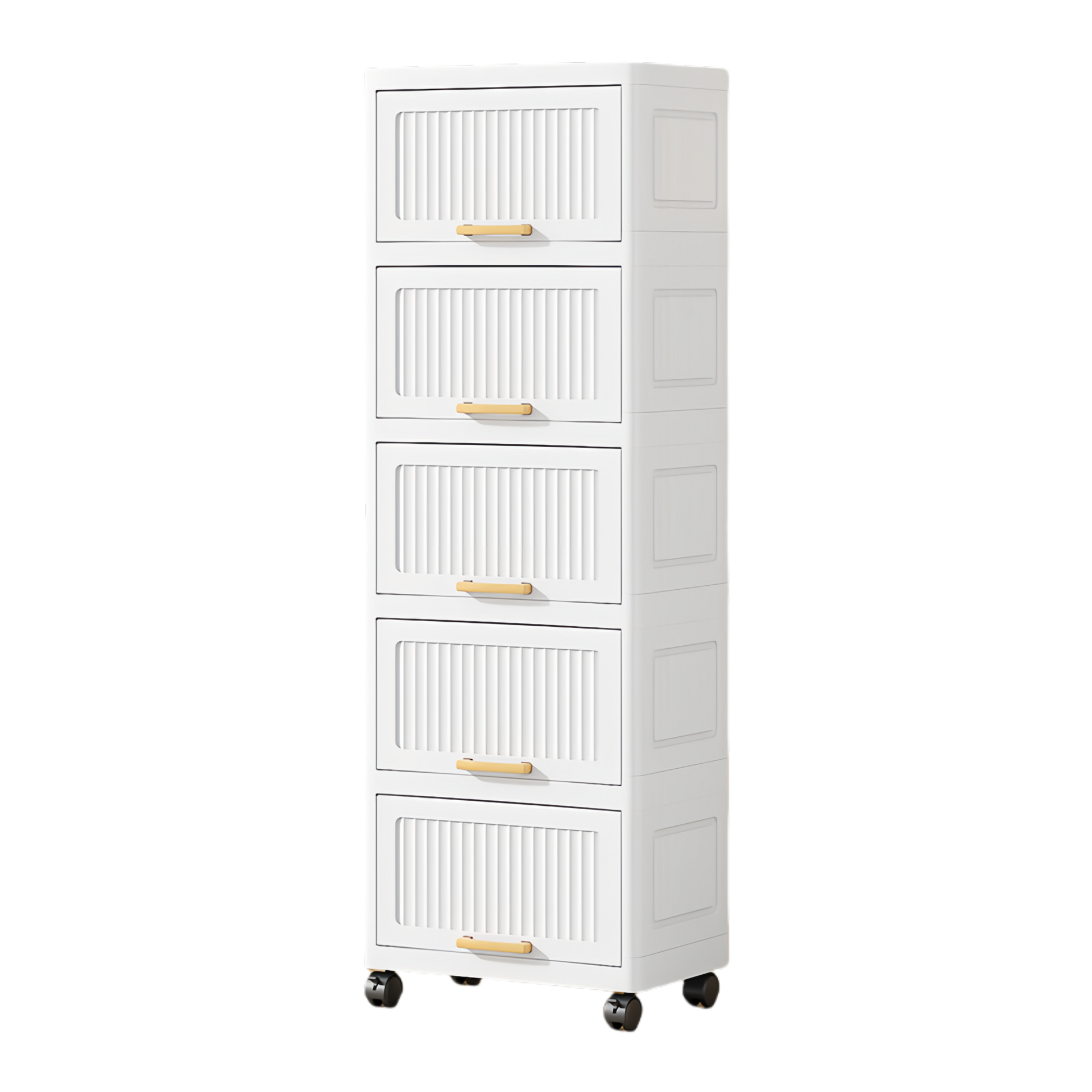 15.75" Side Wide 5 Layers Flip Open Storage Box With Wheels, Movable Storage Cabinet, Kitchen Shelf, Movable Storage Island, Home Organization, Wardrobe Storage Box White Plastic